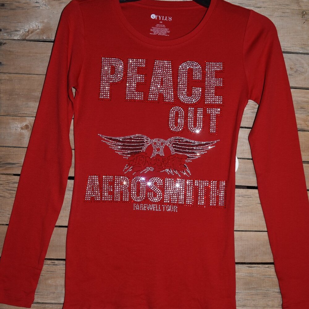 Aerosmith red Rhinestone bling long sleeve shirt XS,S,M,L,XL,XXL,1X,2X… - Picture 6 of 7